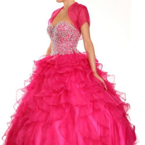 Strapless Ballgown Illusion Cape Prom Dress JT322 - Picture 3 of 8